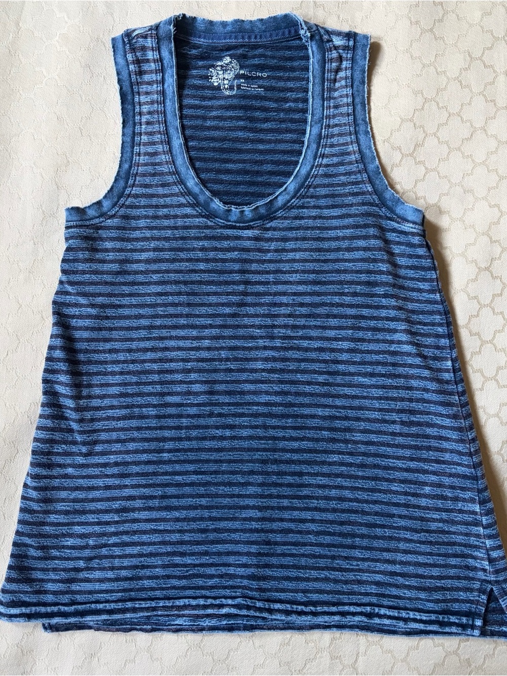 Anthropologie Pilcro Blue Striped 100% Cotton Tank Top Size Women’s XS